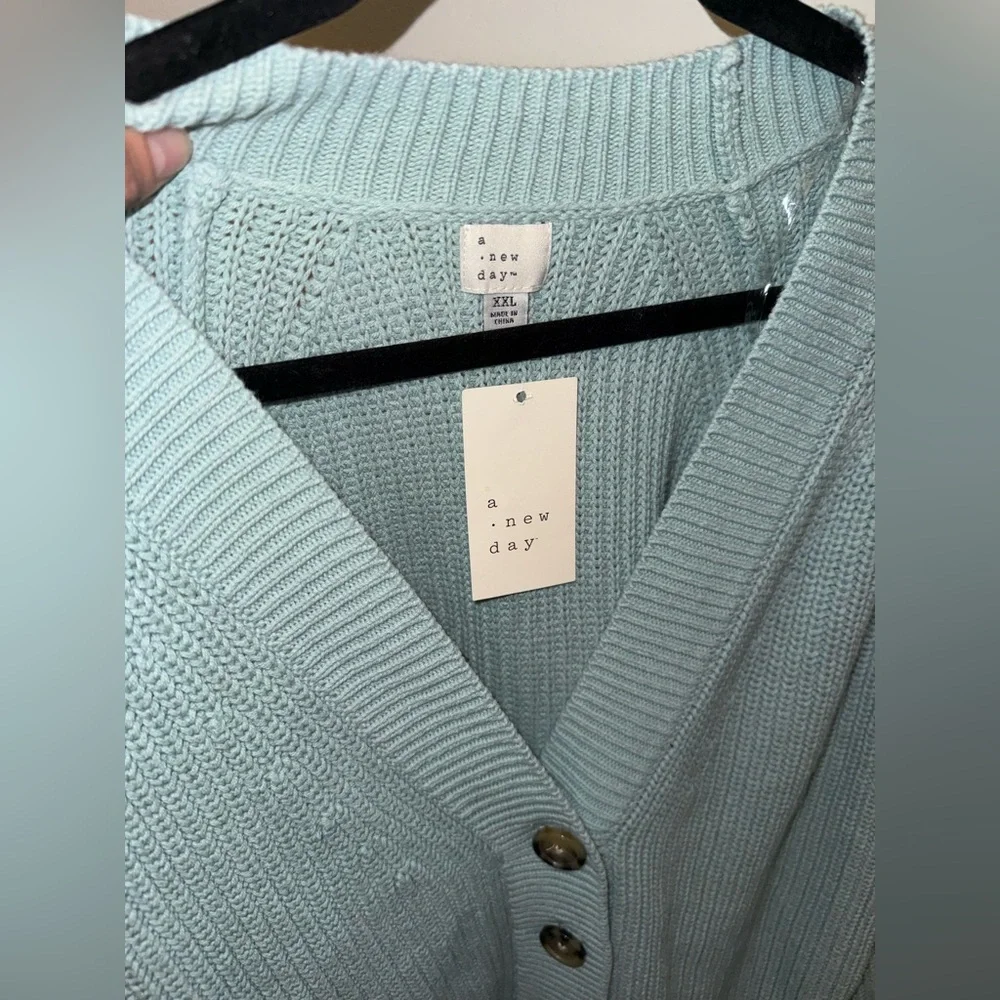NWT A NEW DAY women’s green Blue button front cardigan sweater XXL ✨ - Picture 5 of 6